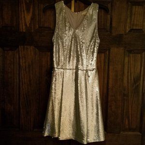 Copper Key Silver Sequin Dress - M